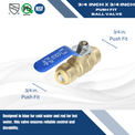 3/4 inch Push-to-Connect Ball Valve, Blue (Cold)
