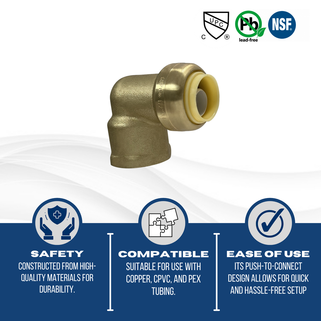 Push-to-Connect 1/2 Inch x 1/2 Inch Female Elbow