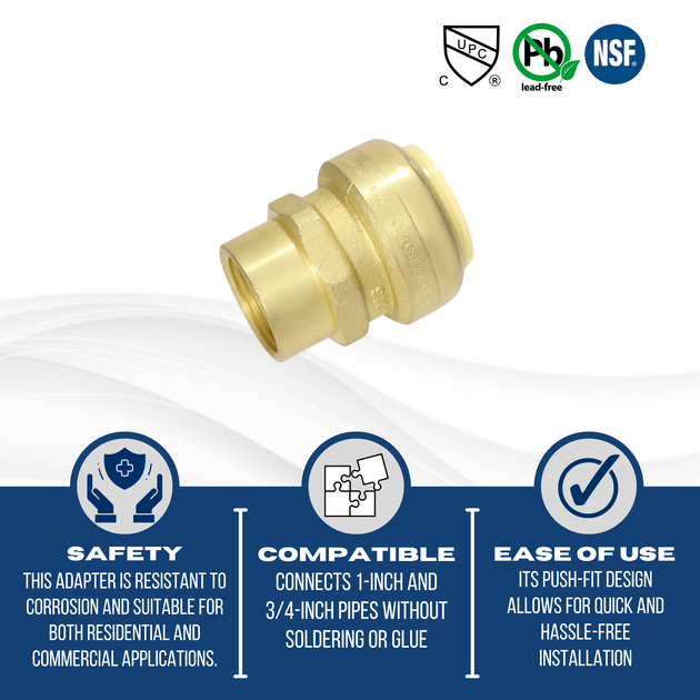 1 inch Push-to-Connect x 3/4 inch Female Adapter