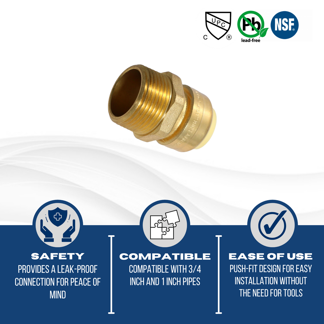 Push-to-Connect 3/4 Inch x 1 Inch Male Adapter