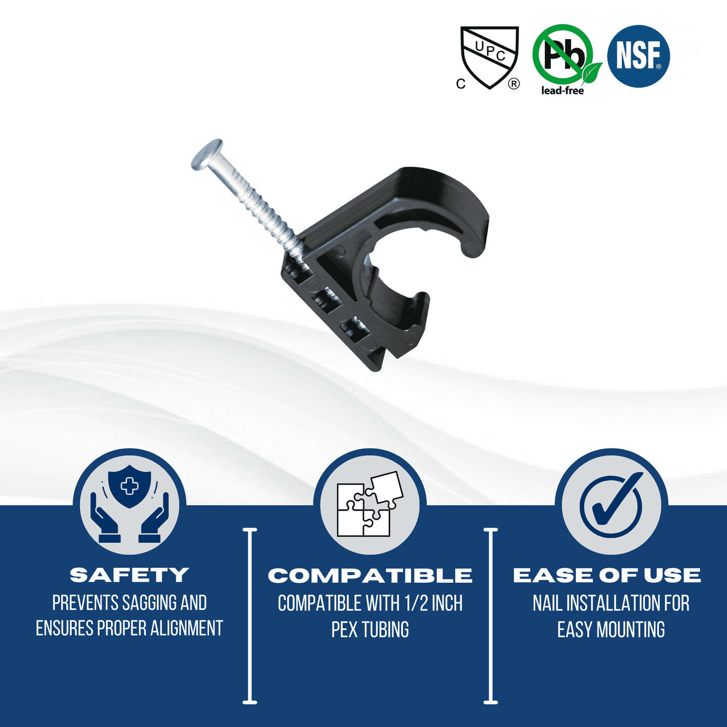 1/2 Inch J-Hook with Nail For Pex Tubing Pipe Support