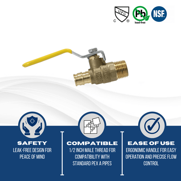 1/2 Inch Pex-A Expansion Male NPT Ball Valve