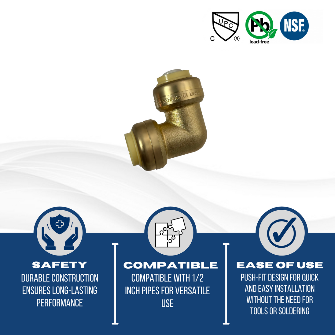 Push-to-Connect 1/2 Inch x 1/2 Inch Elbow