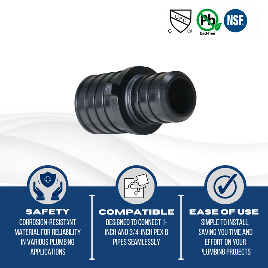 1 inch x 3/4 inch PEX-B Barb Crimp Poly Coupling