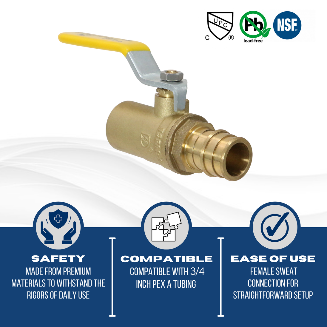 1/2 Inch x 1/2 Inch Pex-A Expansion Female Sweat Ball Valve
