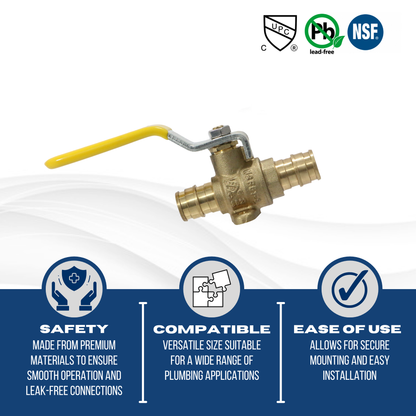 Pex-A Expansion Ball Expansion Valve with Drop Ear Measuring Pex A 1/2" x 1/2" Ball Valve with Drop Ear Specifically Pex A Ball Valve with Drop Ear