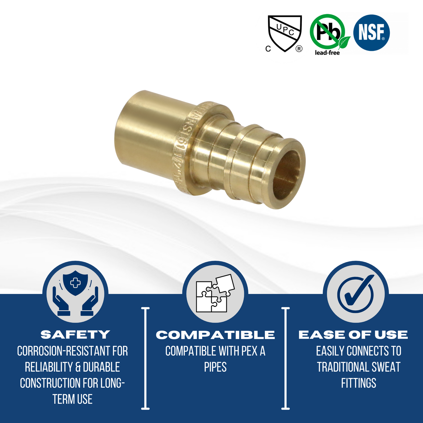 1/2 Inch Pex-A Expansion Male Sweat Adapter