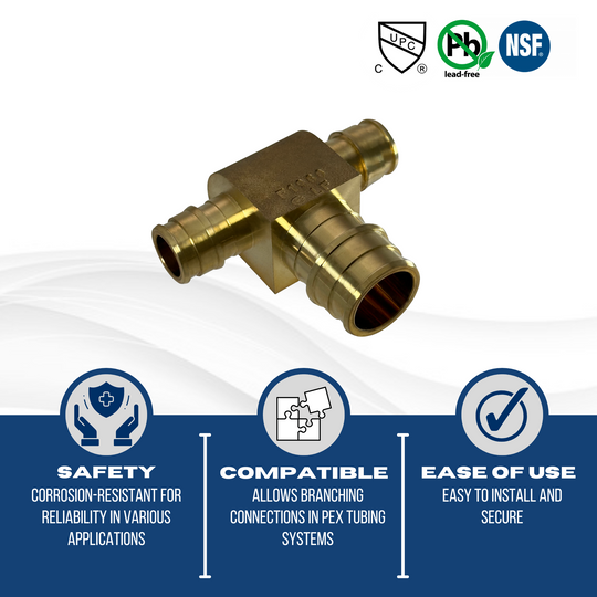 1/2 Inch x1/2 Inchx 3/4 Inch Pex-A Expansion Tee