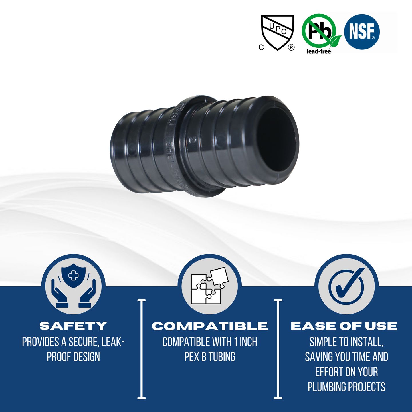 1 Inch PEX-B Barb Crimp Poly Alloy Coupling