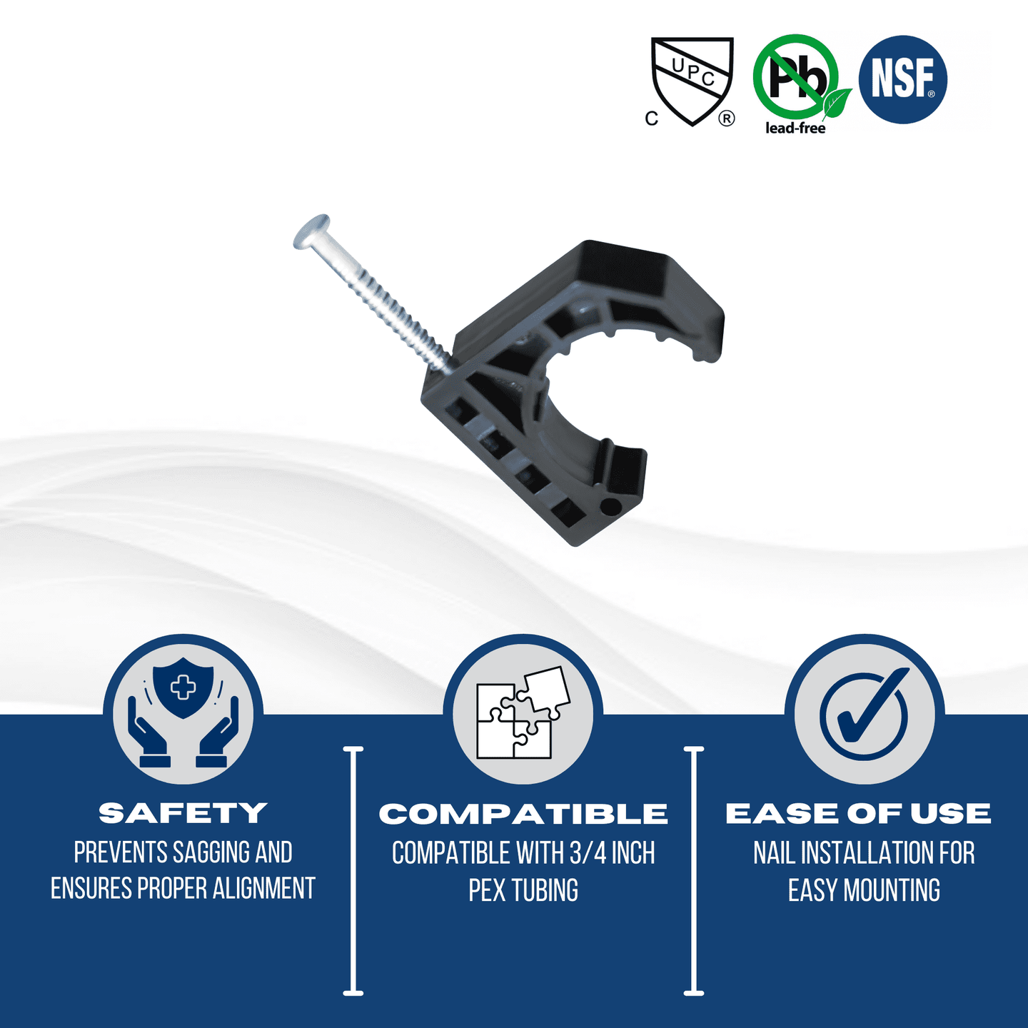 3/4 Inch J-Hook with Nail For Pex Tubing Pipe Support