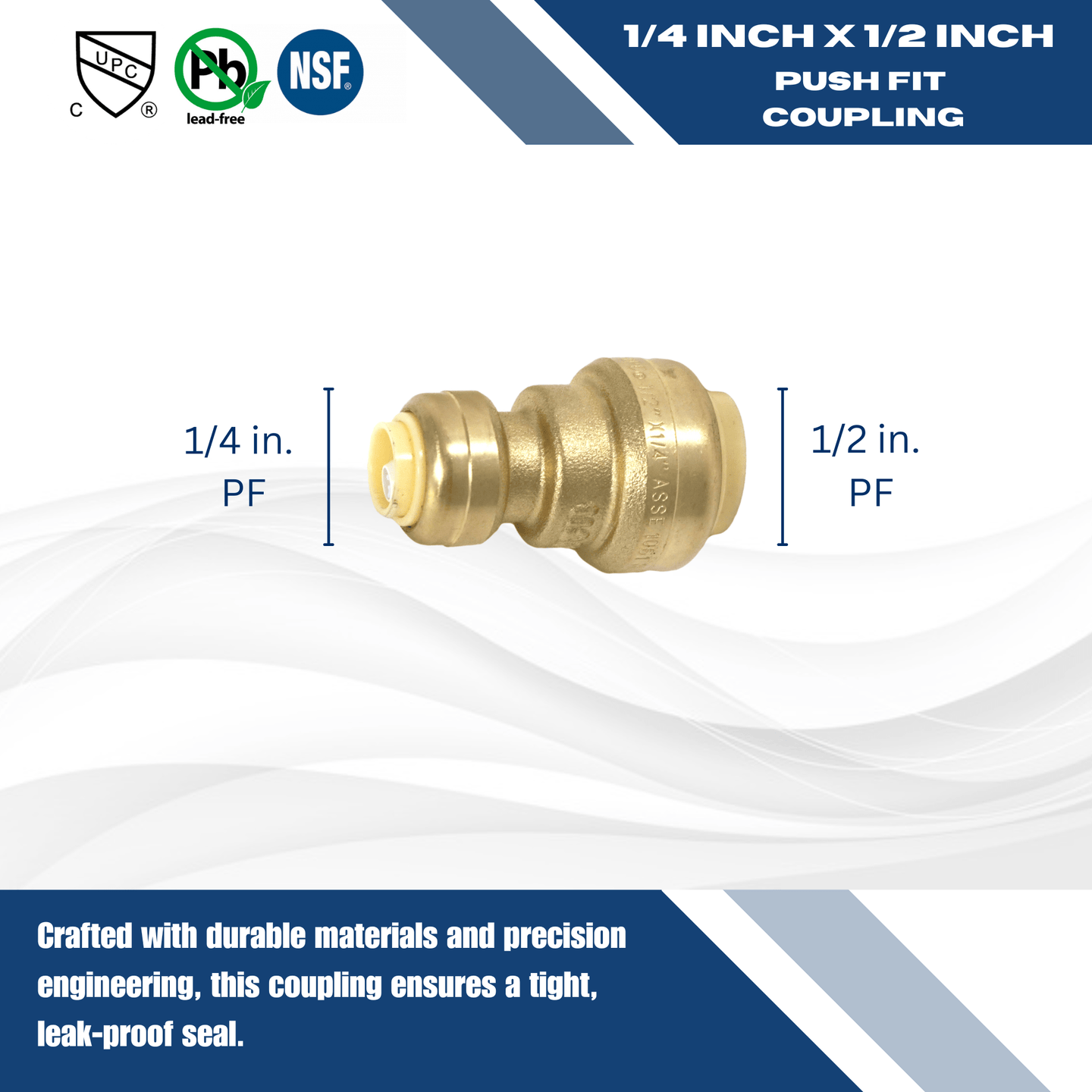 1/2 inch x 1/4 inch Push-to-Connect Reducing Coupling