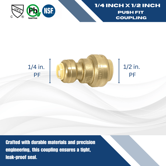 1/2 inch x 1/4 inch Push-to-Connect Reducing Coupling