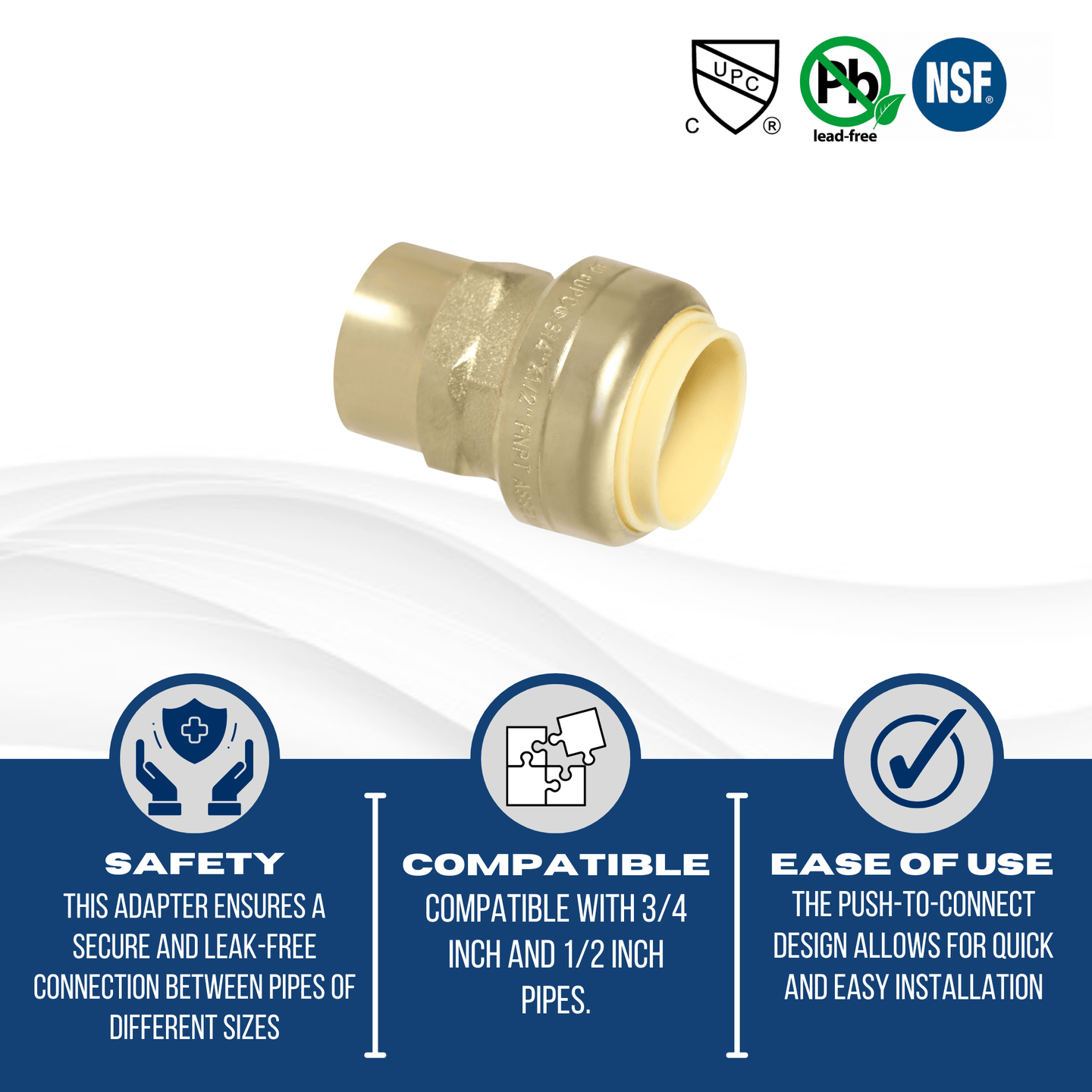 3/4 Inch Push-to-Connect x 1/2 inch Female Adapter