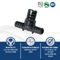 1/2 Inch X 1/2 Inch X 3/4 Inch PEX-B Barb Crimp Poly Alloy Tee