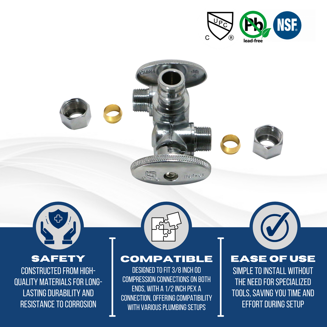 1/2 Inch Pex-A Expansion Dual OD Compression Angle Valve