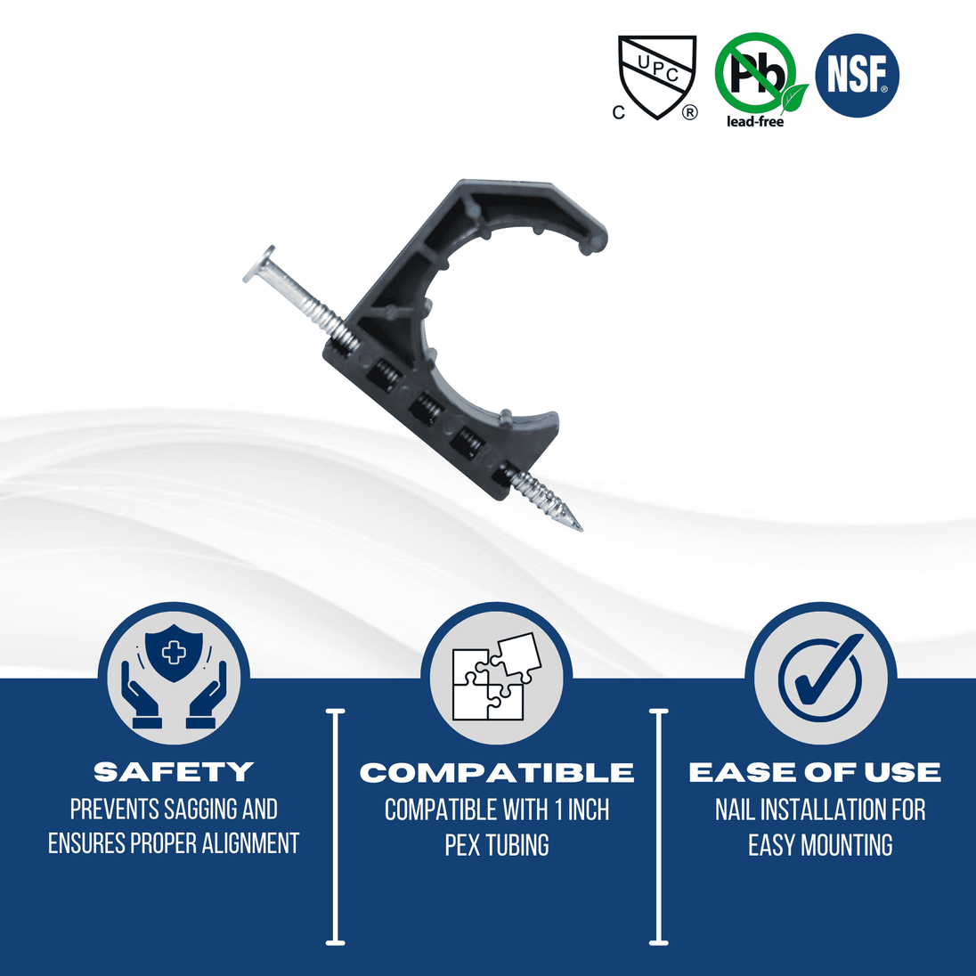 1 Inch J-Hook with Nail For Pex Tubing Pipe Support