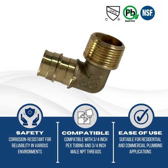 Pex-A Expansion 3/4 Inch x 3/4 Inch Male NPT Elbow