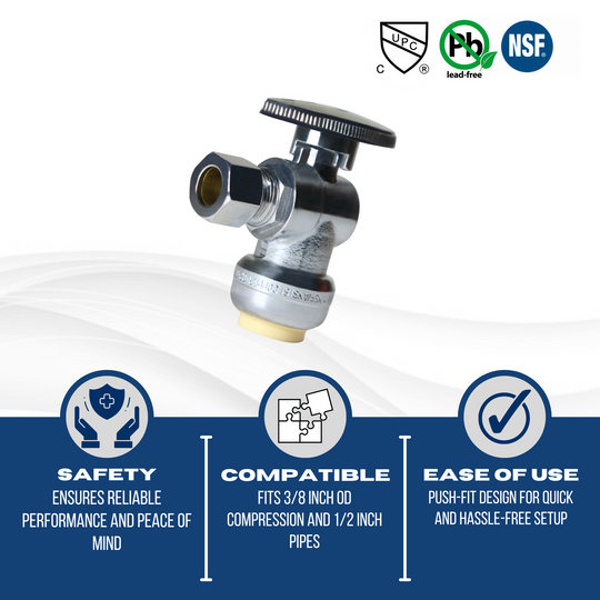 Push-to-Connect 1/2 x 3/8 Compression Angle Stop Valve