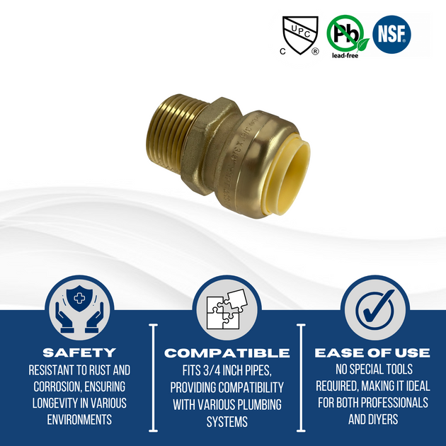 Push-to-Connect  3/4 Inch x 3/4 Inch Male Adapter