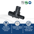 3/4 Inch X 1/2 Inch X 3/4 Inch PEX-B Barb Crimp Poly Alloy Tee