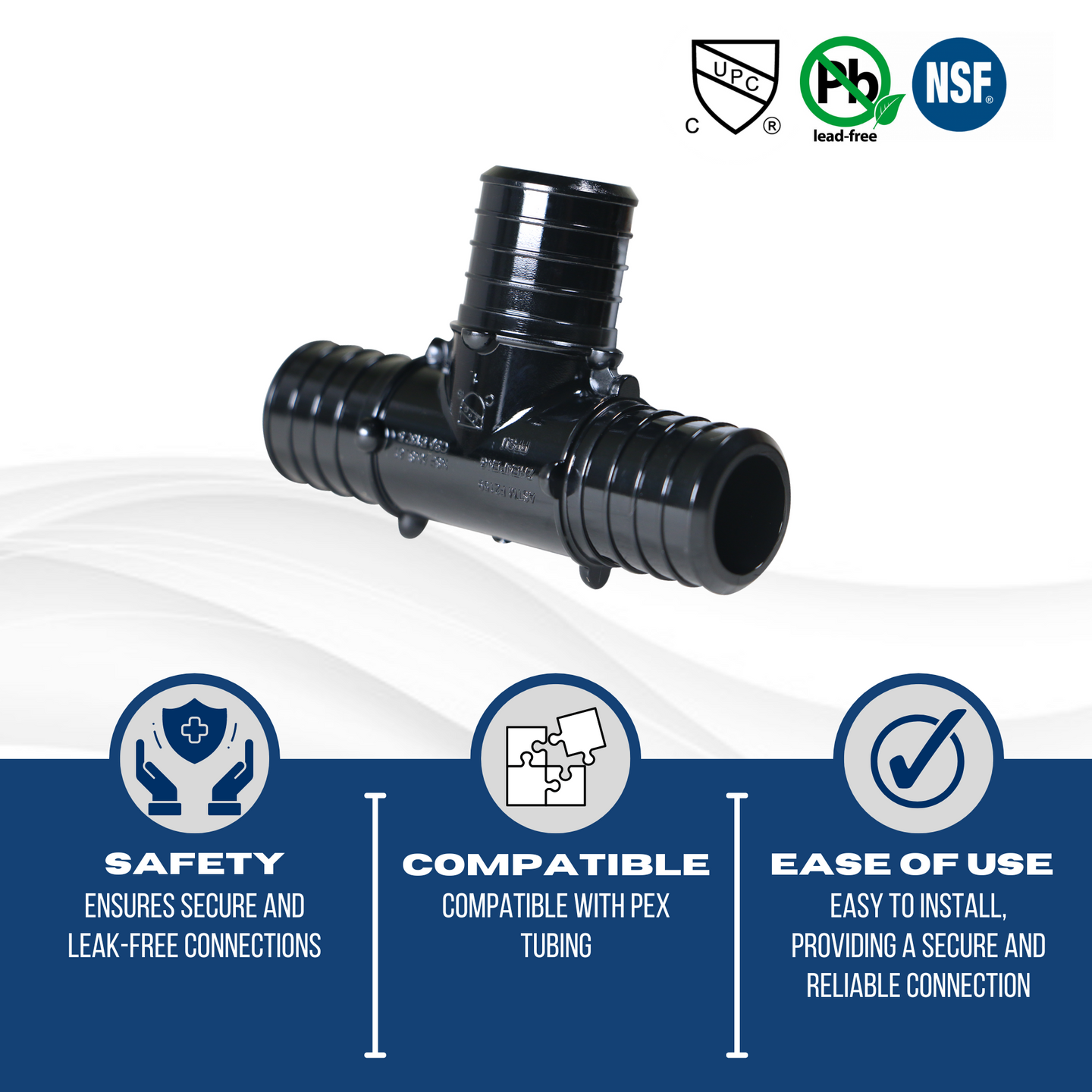 1 Inch PEX-B Barb Crimp Poly Alloy Tee