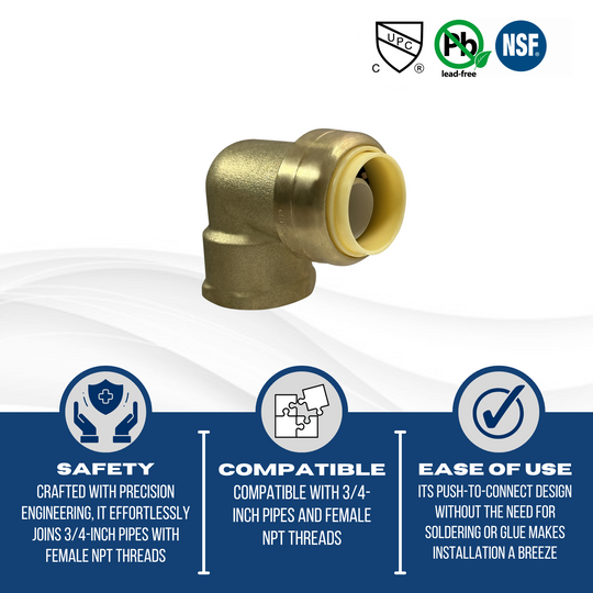 Push-to-Connect 3/4 Inch x 3/4 Inch Female Elbow