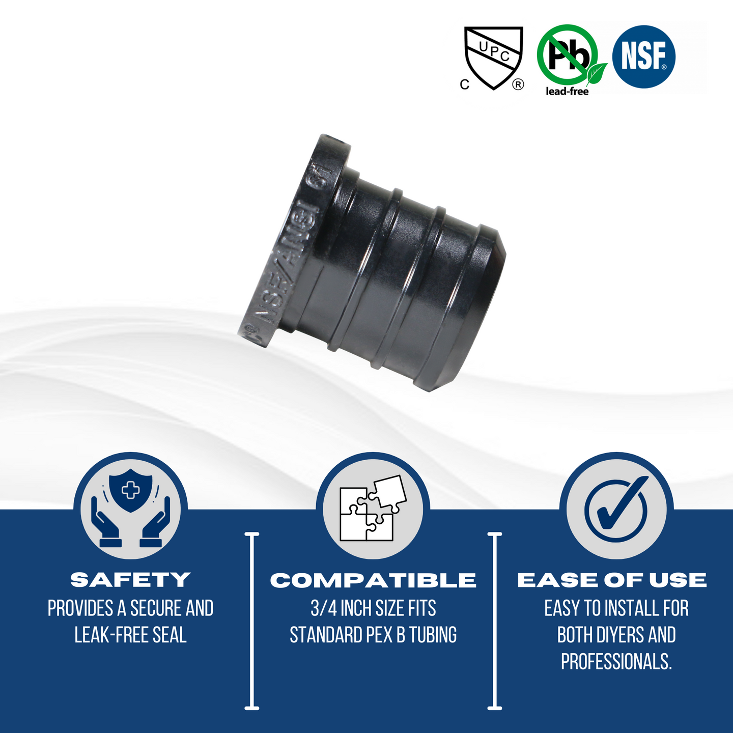 3/4 Inch PEX-B Barb Crimp Poly Alloy Plug