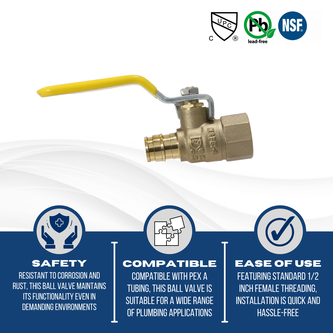 1/2 Inch Pex-A Expansion Female NPT Ball Valve