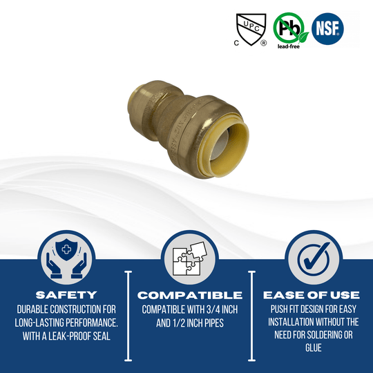 3/4 inch x 1/2 inch Push-to-Connect Reducing Coupling