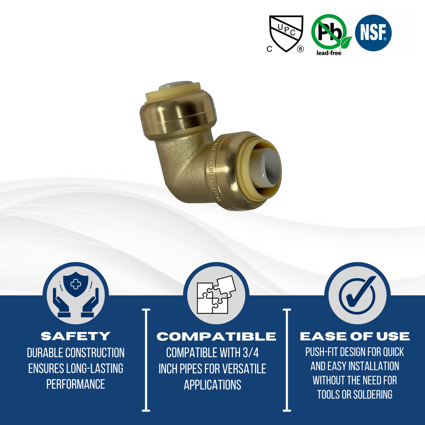 Push-to-Connect 3/4 Inch x3/4 Inch Elbow