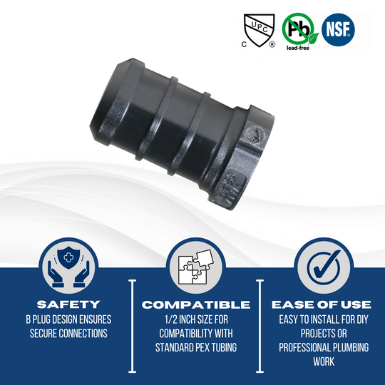 1/2 Inch PEX-B Barb Crimp Poly Alloy Plug