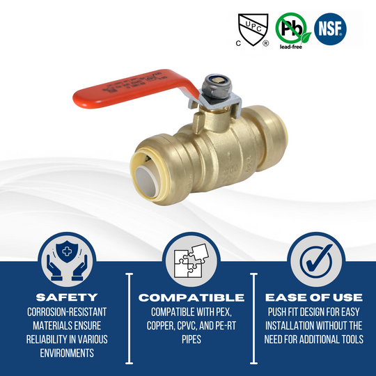 Push-to-Connect 1 Inch x 1 Inch Ball Valve