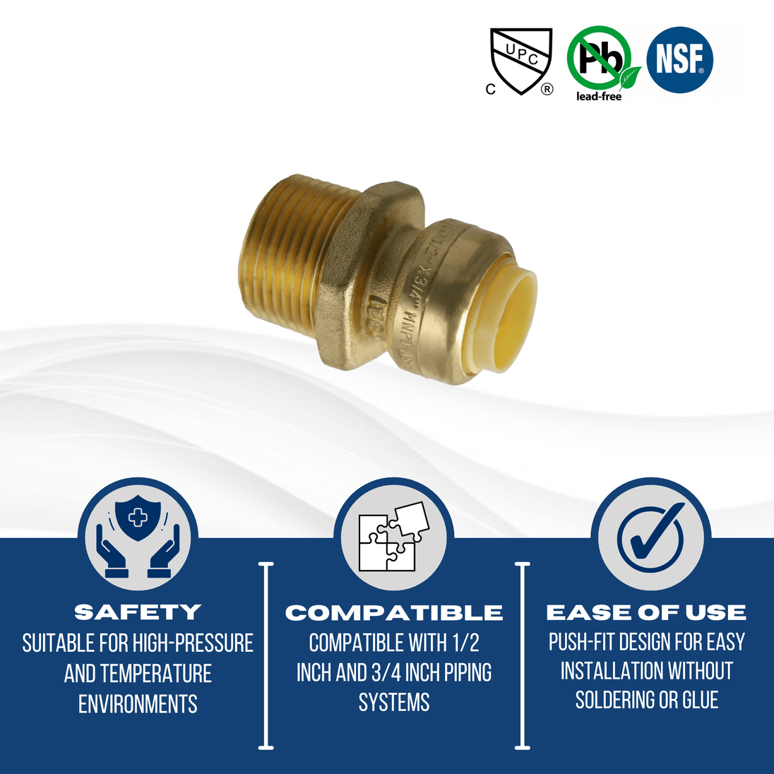 1/2 inch Push-to-Connect x 3/4 inch Male Adapter