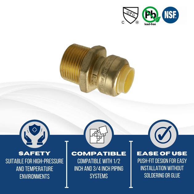 1/2 inch Push-to-Connect x 3/4 inch Male Adapter