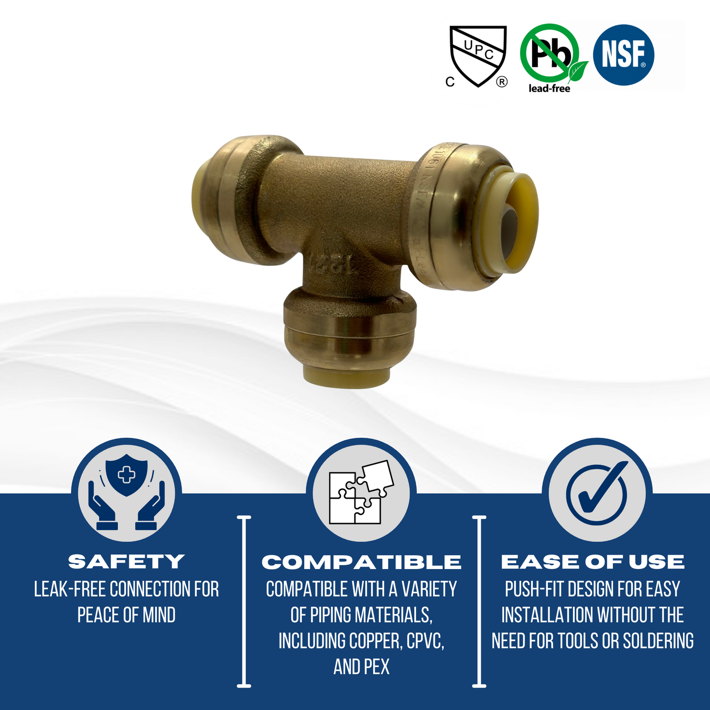 1/2 inch Push-to-Connect Tee