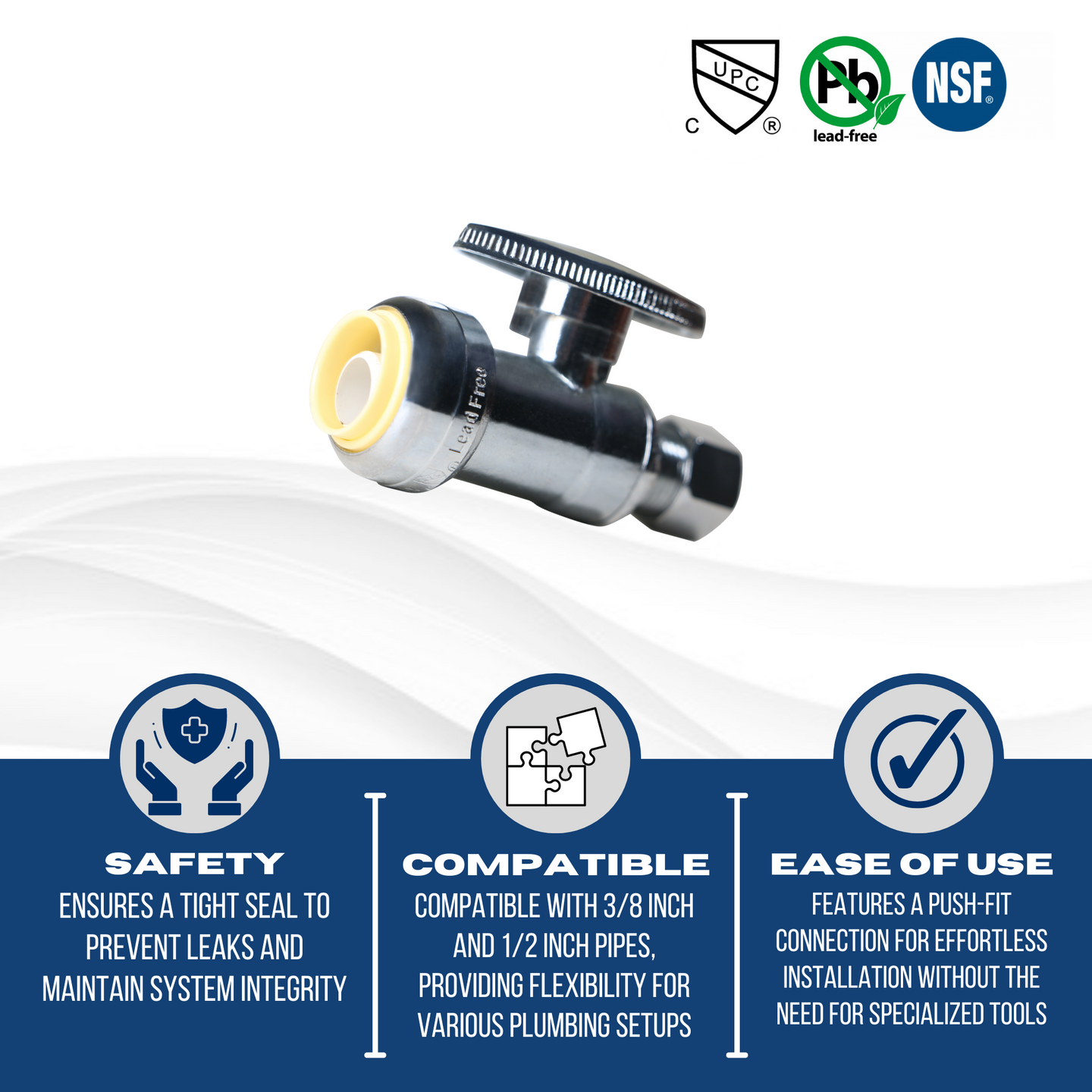 OD Compression Push-to-Connect 3/8 Inch x 1/2 Inch Straight Stop Valve