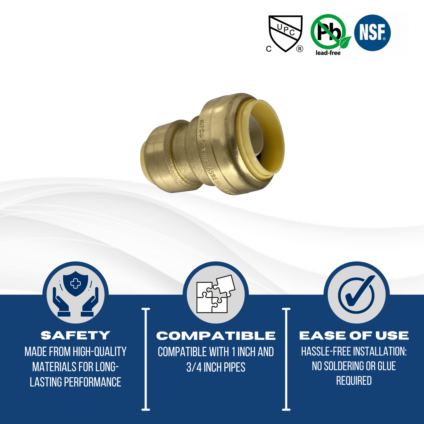 1 inch x 3/4 inch Push-to-Connect Reducing Coupling