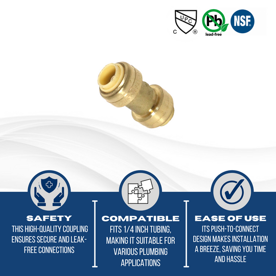 Push-to-Connect 1/4 Inch x 1/4 Inch Coupling