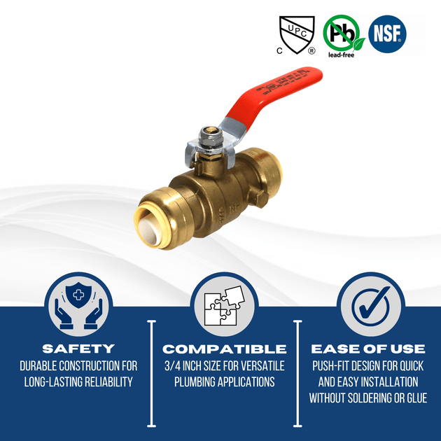 3/4 inch Push-to-Connect Ball Valve with Drain