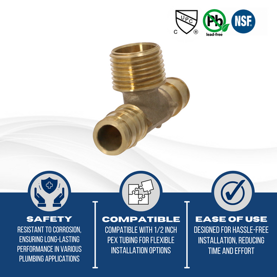 1/2 Inch Pex-A Expansion Male NPT Tee
