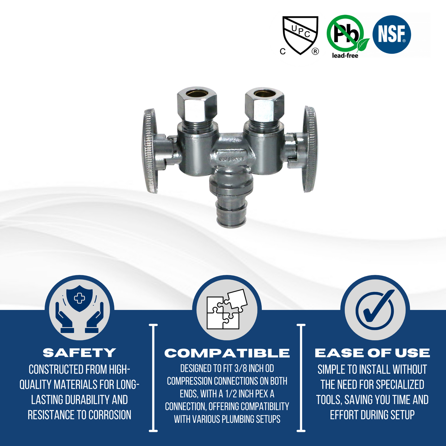 3/8 Inch Pex-A Expansion Dual OD Compression Straight Valve