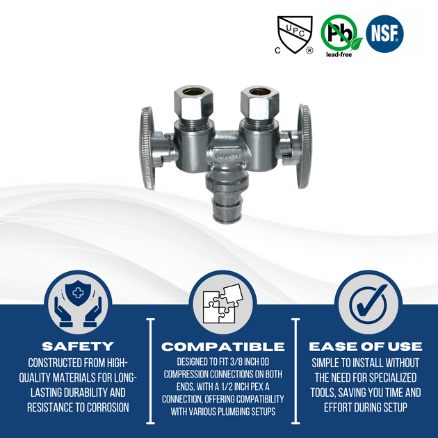 3/8 Inch Pex-A Expansion Dual OD Compression Straight Valve