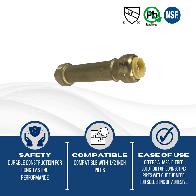 Push-to-Connect 1/2 Inch x 1/2 Inch Repair Coupling