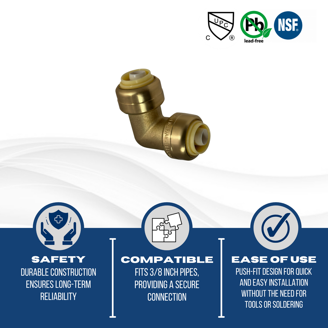 Push-to-Connect 3/8 Inch x 3/8 Inch Elbow