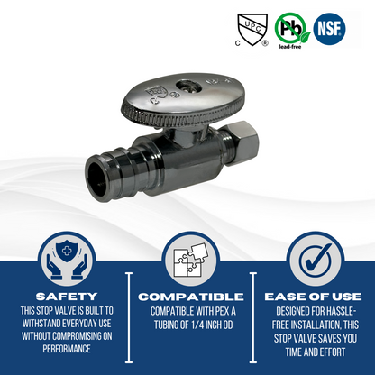  Pex-A Expansion OD Compression Straight Stop Valve Measuring Pex A 1/2" x 1/4" OD Compression Straight Stop Valve Specifically Pex A OD Compression Straight Stop Valve