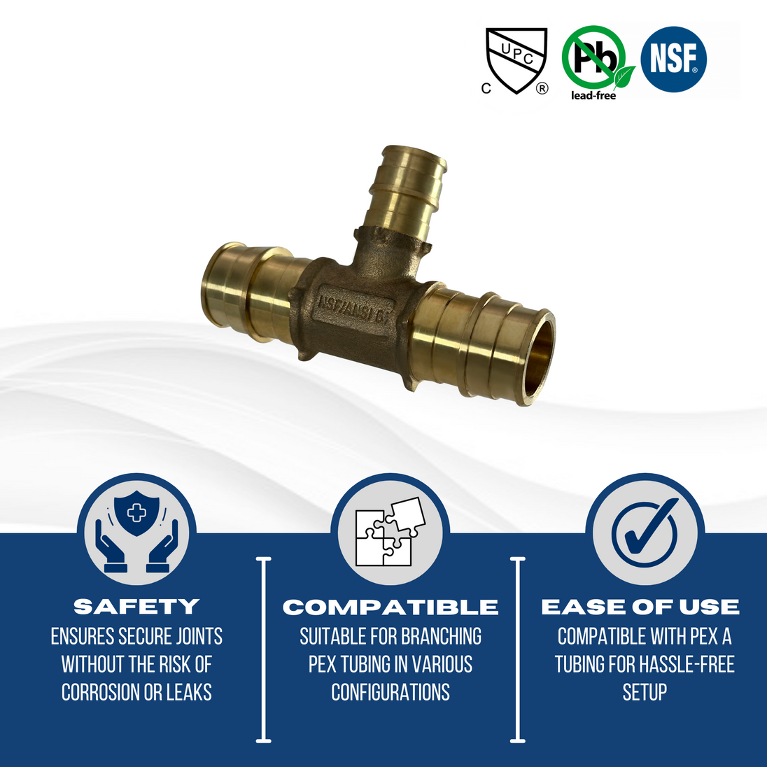 3/4 Inch x 3/4 Inchx 1/2 Inch Pex-A Expansion Tee