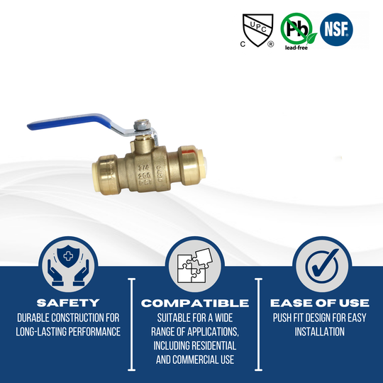 3/4 inch Push-to-Connect Ball Valve, Blue (Cold)