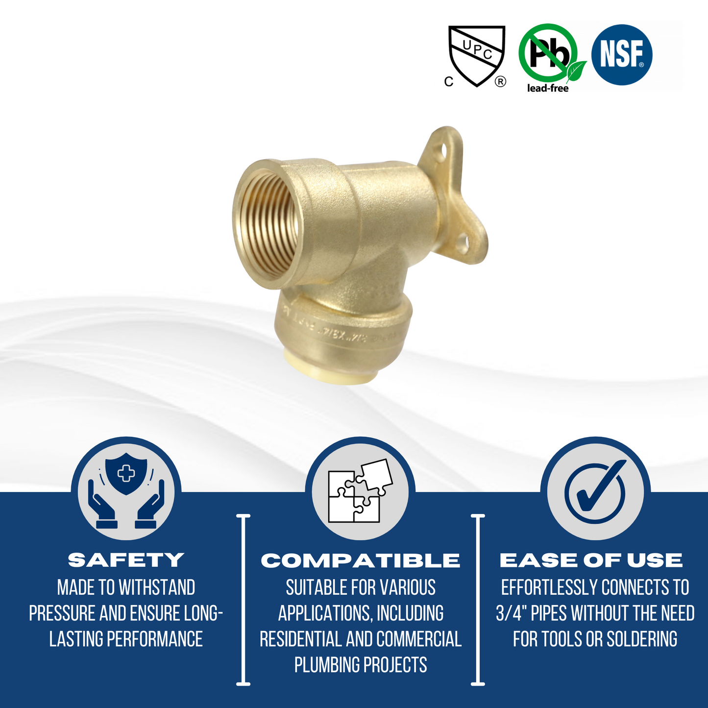  Measuring Push Fit 3/4" x 3/4" Female Elbow with Drop Ear Specifically Push Fit Female Elbow with Drop Ear