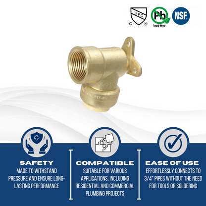  Measuring Push Fit 3/4" x 3/4" Female Elbow with Drop Ear Specifically Push Fit Female Elbow with Drop Ear