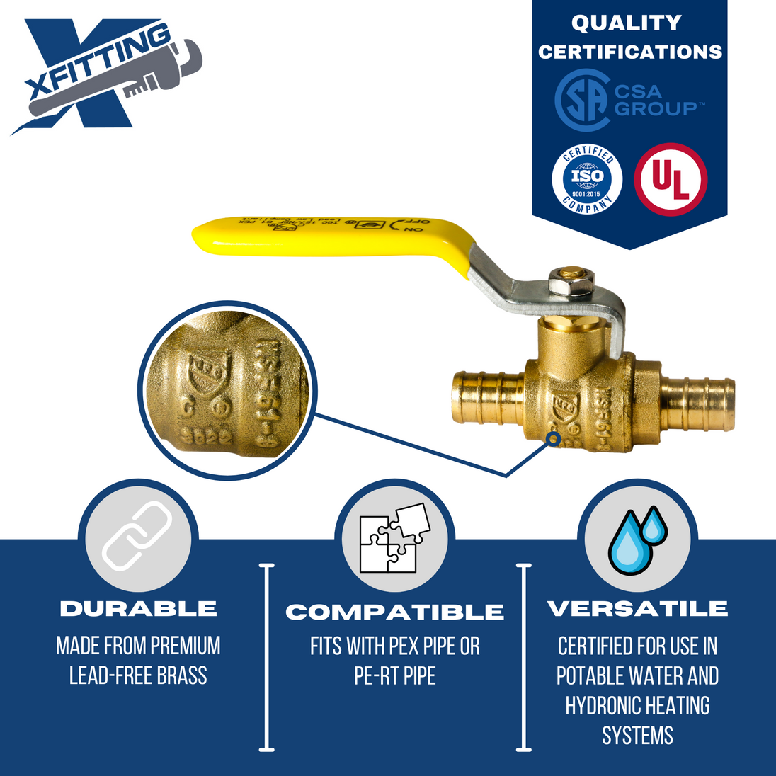 1/2 Inch PEX-B Barb Crimp Ball Valve